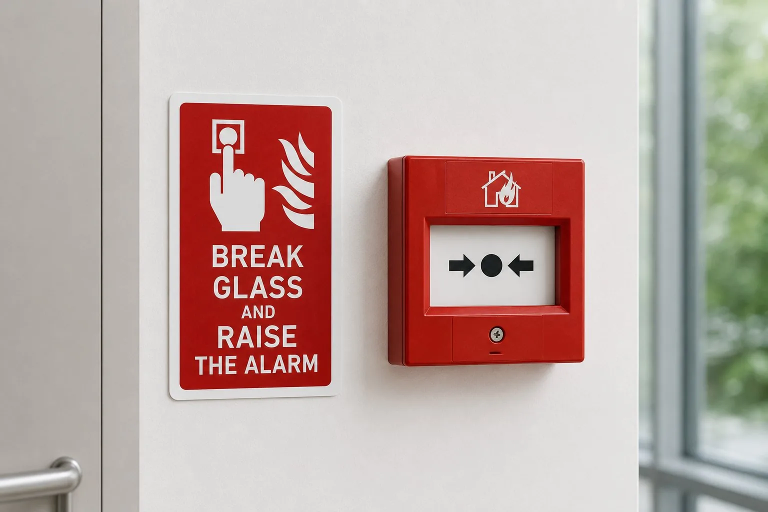 Break glass to raise alarm call point sign