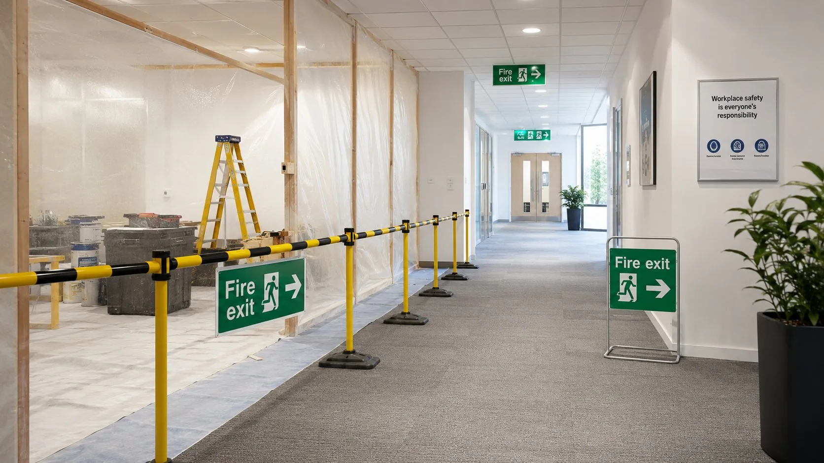 Fire exit sign placement floor plan